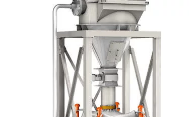 Vacuum suction system for high pressure extraction of process dust adjacent to the machine tool. Dust disposal is with Big Bag containers.