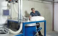 The dust extraction system protects personnel from any dust generated during emptying from a sack.