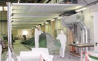 Noise-insulated booth with integrated collection and collection technology for the grinding of CFC rotor blades