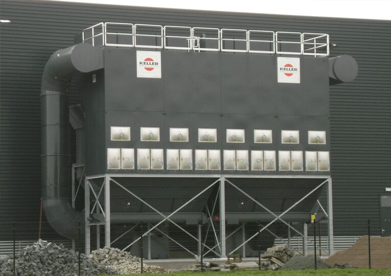 "The entire shredder dust extraction is engineered in solid and pressure shock resistant housing. The system can withstand heavy explosions inside the shredder without sustaining damage. Pictured here is a JET-SET dry separator with burst discs for pressure venting outdoors."