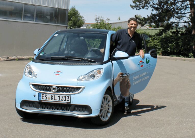 Recharge your batteries - safeguard your future. Axel Maier, Environmental Officer with the Keller Smart vehicle fleet.